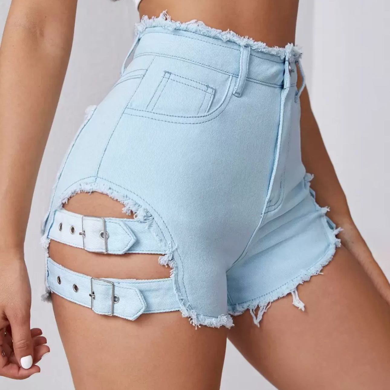 Streetwear Brand Shorts - Women High Waist Denim Shorts Distressed