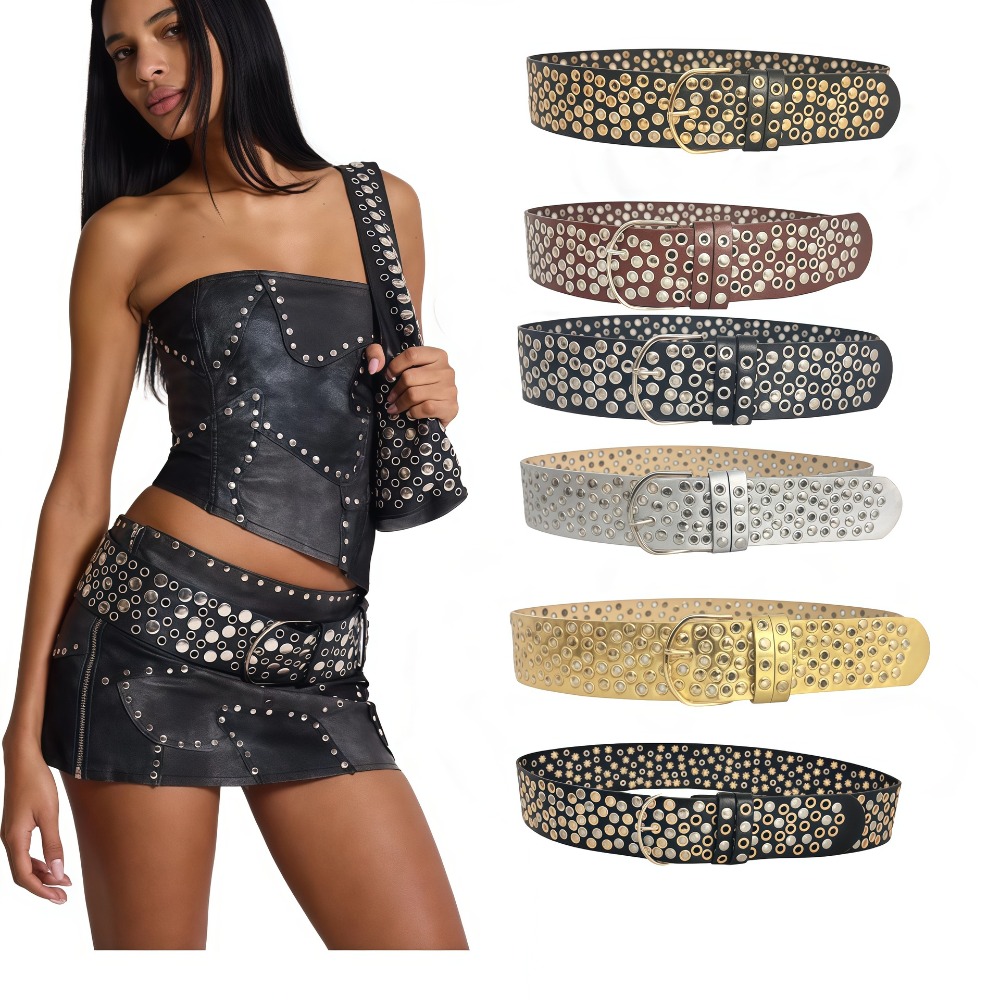 Punk Hollow Eyelet Rivet Belt  - огляд і ціна Streetwear Brand Belts