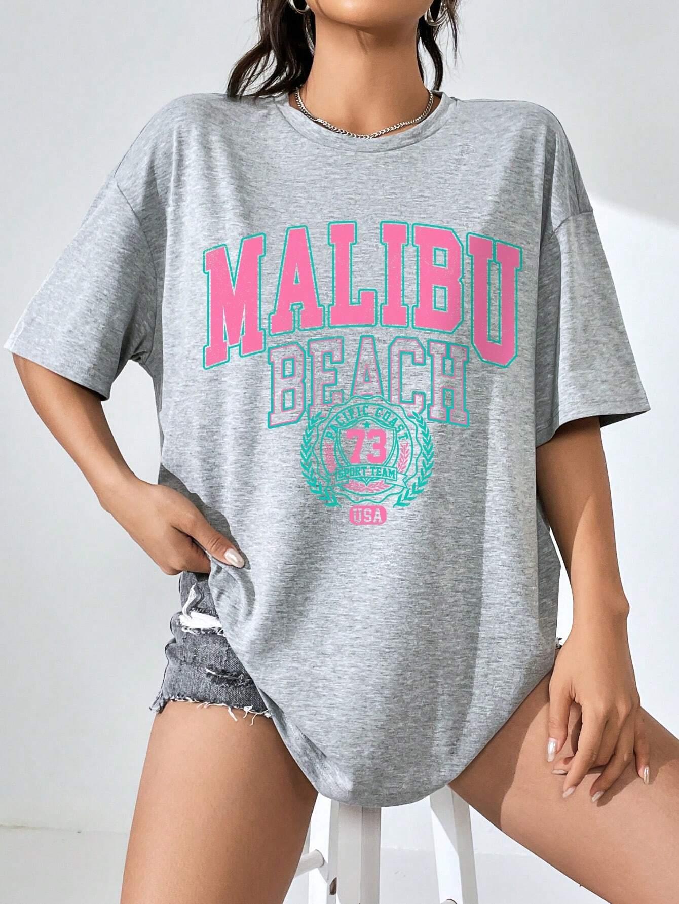 Malibu Beach Letter Print Prin - огляд і ціна Women Streetwear Brand