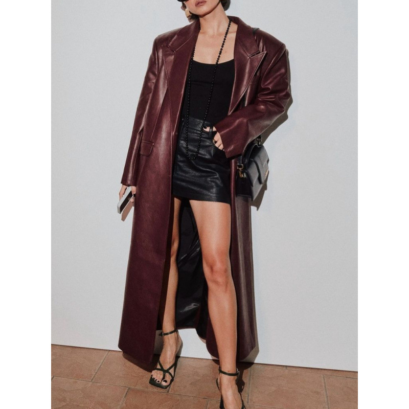Women Autumn Long Leather Jack - огляд і ціна Streetwear Brand Belts